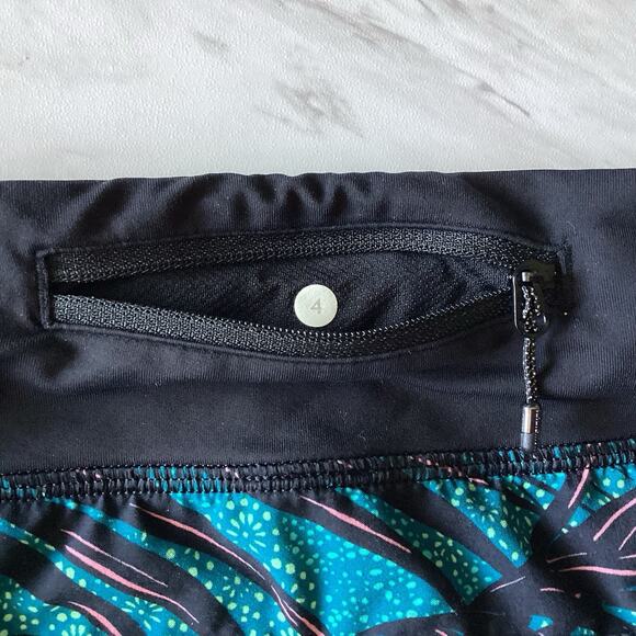 Lululemon Speed Shorts Sz 4, Palm Lace Tofino Teal, Race Running Activewear Gym - Picture 6 of 10